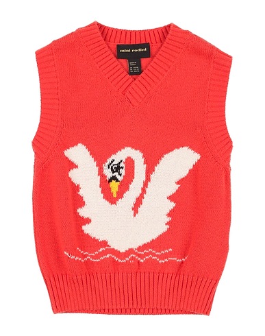 MINI RODINI Sleeveless sweater Tomato red 100% Cotton