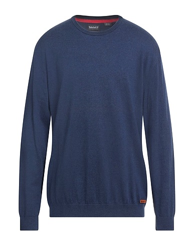 TIMBERLAND Jumper Navy blue 95% Cotton, 5% Cashmere, Cow leather