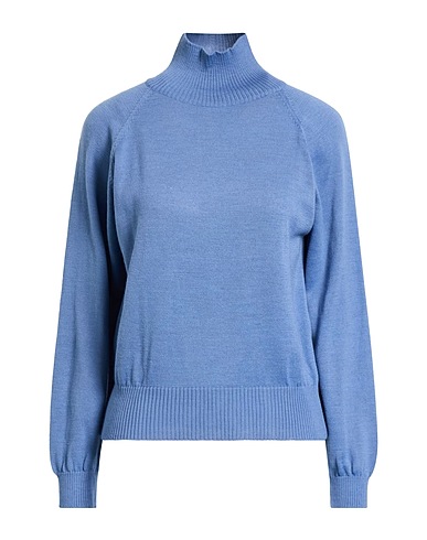 CROCHÈ Polo neck Light blue 50% Merino Wool, 50% Acrylic