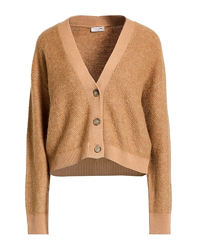 PESERICO Cardigan Camel 70% Virgin Wool, 20% Silk, 10% Cashmere, Alpaca wool, Metallic fiber