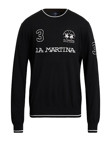 LA MARTINA Jumper Black 40% Acrylic, 30% Cotton, 30% Wool