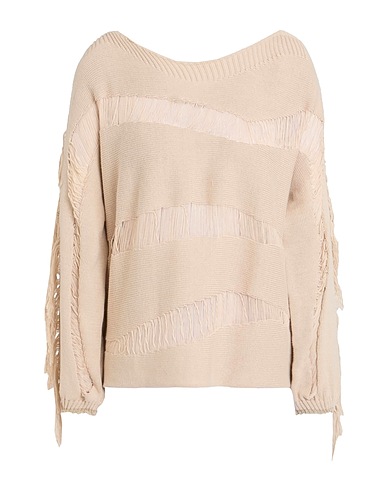 GAëLLE Paris Sweater Beige 90% Cotton, 7% Viscose, 2% Polyamide, 1% Metallic fiber