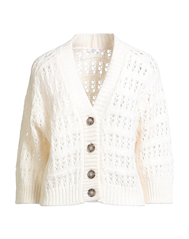 PESERICO Cardigan EASY Ivory 45% Merino Wool, 27% Alpaca wool, 17% Polyamide, 7% Virgin Wool, 4% Cashmere