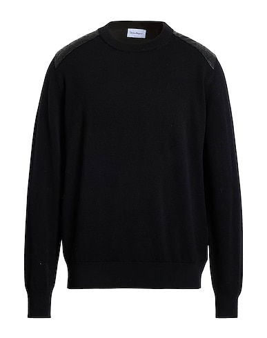 FERRAGAMO Jumper Black 100% Virgin Wool, Lambskin