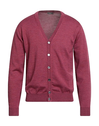 FERRANTE Cardigan ESSENTIAL Garnet 100% Merino Wool