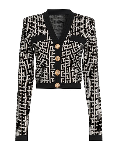 BALMAIN Cardigan Black 50% Wool, 27% Viscose, 21% Polyamide, 2% Elastane