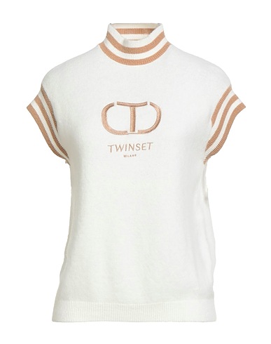 TWINSET Polo neck Off white 55% Polyamide, 15% Acrylic, 15% Wool, 10% Alpaca wool, 5% Elastane