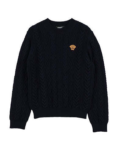 VERSACE YOUNG Pullover Blu notte 100% Lana Vergine