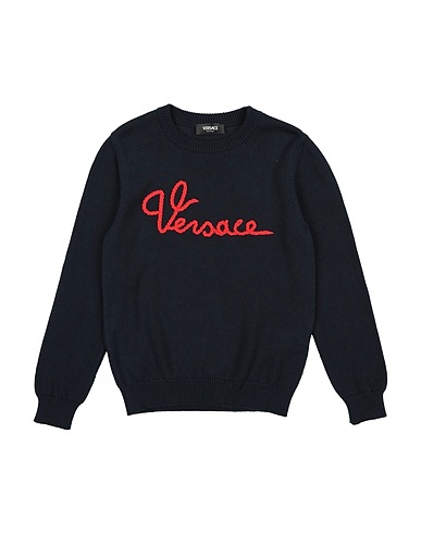 VERSACE YOUNG Sweater Midnight blue 100% Cotton, Wool, Acrylic, Polyester
