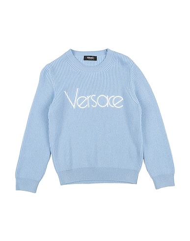VERSACE YOUNG Jumper Light blue 100% Virgin Wool, Viscose, Polyester