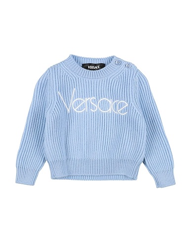 VERSACE YOUNG Jumper Light blue 100% Virgin Wool