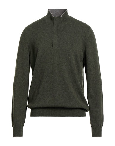GRAN SASSO Sweater with zip Military green 80% Virgin Wool, 10% Viscose, 10% Cashmere