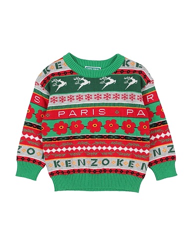 KENZO KIDS Sweater EXCLUSIVE EDITION Green 79% Cotton, 10% Viscose, 7% Polyamide, 4% Wool