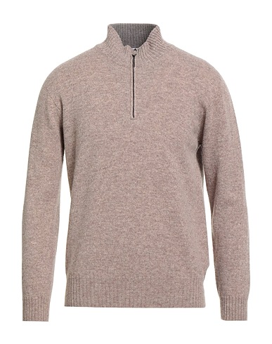 SEVENTY VENEZIA Jumper with zip Light brown 100% Virgin Wool