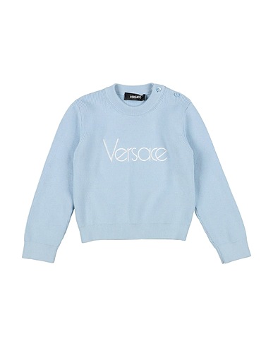 VERSACE YOUNG Jumper Light blue 100% Cotton, Polyester