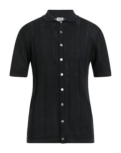 DANIELE FIESOLI Solid color shirt SELEZIONE Black 55% Silk, 45% Linen