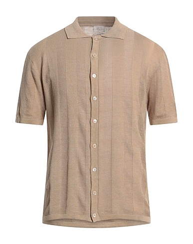 DANIELE FIESOLI Solid color shirt SELEZIONE Camel 55% Silk, 45% Linen