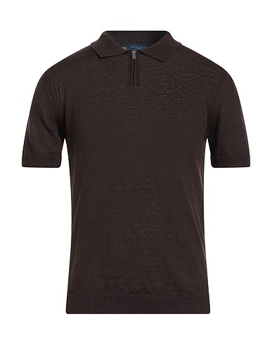 DANIELE FIESOLI Turtleneck Dark brown 65% Linen, 35% Cotton