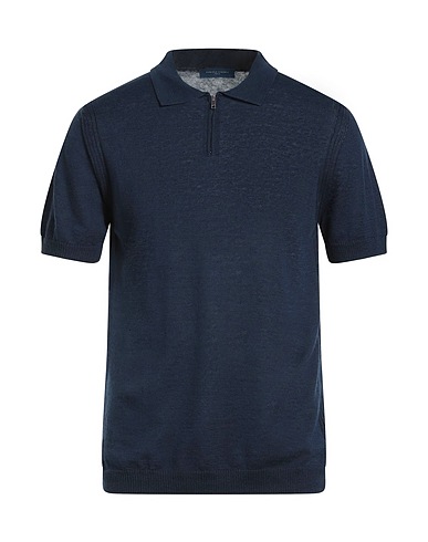 DANIELE FIESOLI Polo neck Midnight blue 65% Linen, 35% Cotton
