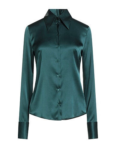XACUS Solid colour shirts & blouses VERDE PETROLIO 96% Silk, 4% Elastane