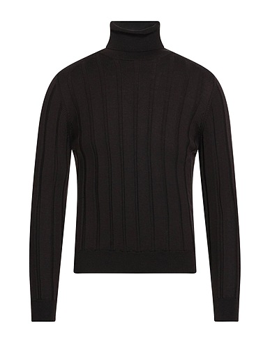 FABRIZIO DEL CARLO Turtleneck Dark brown 100% Merino Wool