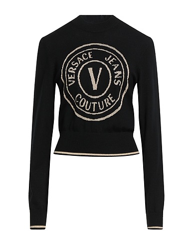 VERSACE JEANS COUTURE Sweater Black 90% Wool, 4% Polyamide, 4% Polyester, 1% Elastane, 1% Metallic Polyester