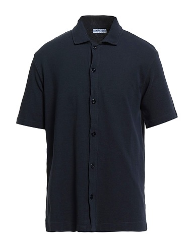 WOOL & CO Solid colour shirt Midnight blue 100% Cotton