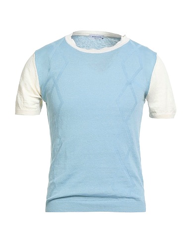 WOOL & CO Pullover Celeste 75% Lino, 25% Cotone