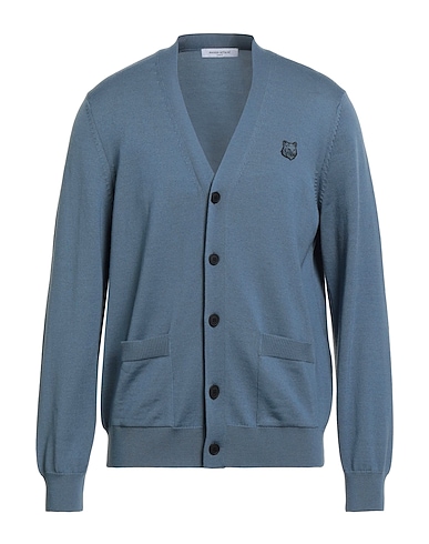 MAISON KITSUNÉ Cardigan Bleu pétrole 100% Laine