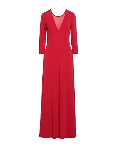 SEVENTY VENEZIA Long dress Red 94% Polyester, 6% Elastane