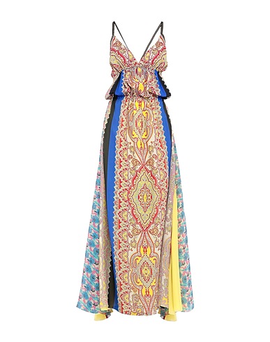 ETRO Long dress Yellow 100% Silk, Acetate, Viscose