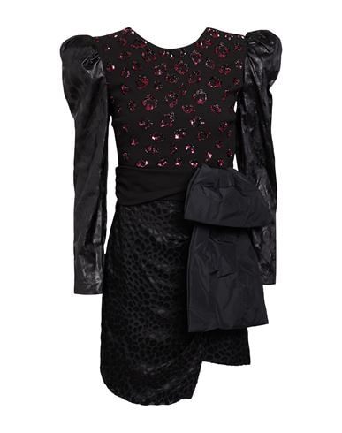 Dundas Embellished Crepe, Coated Lamé And Burnout Satin Mini Dress In Black