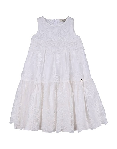 TWINSET Dress White 100% Polyester, Cotton, Elastane