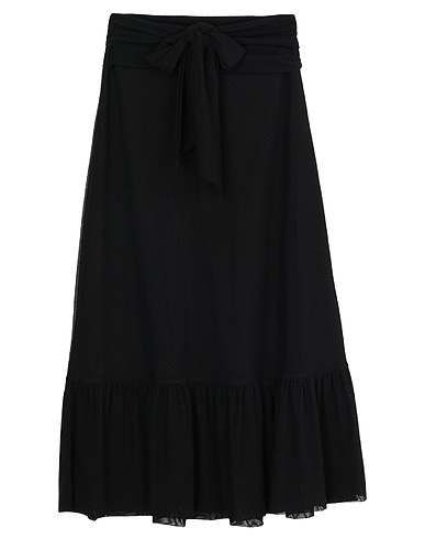 GANNI Midi skirt Black 95% Polyamide, 5% Elastane