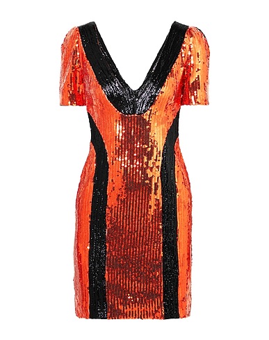 GALVAN  London Sequin dress Rust 98% Polyester, 2% Elastane