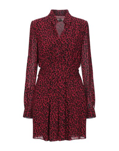 Saint Laurent Leopard-print Crepe De Chine Mini Dress In Red