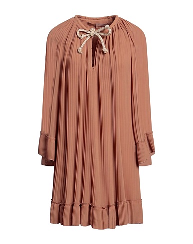 BABYLON Pleated dress Camel 100% Polyester