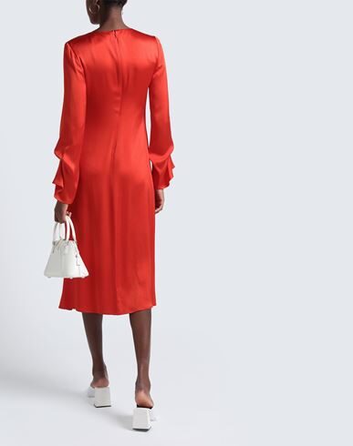 Sies Marjan Noemi Draped Satin Midi Dress In Red
