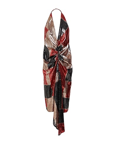 HALPERN Midi dress Brick red 54% Metallic Polyester, 46% Polyamide