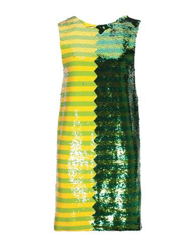 Halpern Green And Yellow Sequin Mini Dress In Green