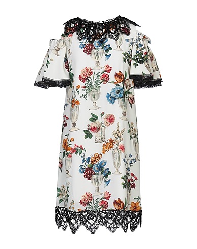 DOLCE&GABBANA Short dress Ivory 80% Silk, 10% Polyamide, 8% Viscose, 2% Polyester