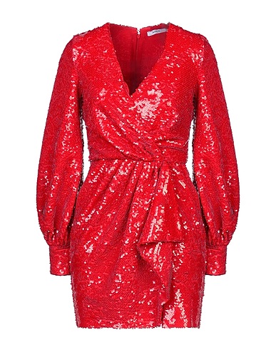 AMEN Kurzes Kleid Rot 97% Polyester, 3% Elastan, Perlmutt
