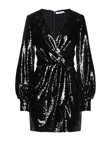 AMEN Kurzes Kleid Schwarz 97% Polyester, 3% Elastan, Perlmutt