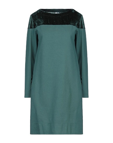 EUROPEAN CULTURE Short dress Green 79% Cotton, 15% Viscose, 4% Elastane, 2% Polyamide
