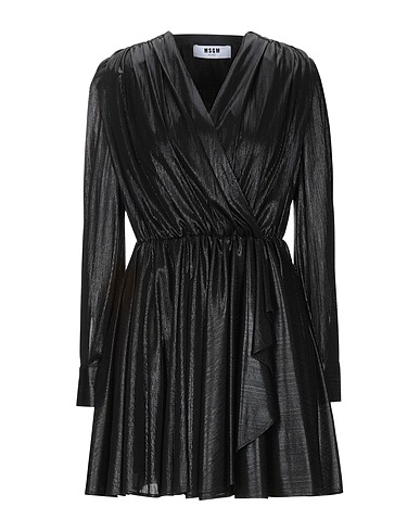 MSGM Short dress Black 96% Polyester, 4% Elastane