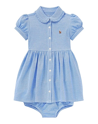 POLO RALPH LAUREN Baby dress Solid Oxford Dress
 Sky blue 100% Cotton