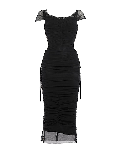 DOLCE&GABBANA Midi dress Black 44% Cotton, 24% Polyamide, 22% Elastane, 10% Silk