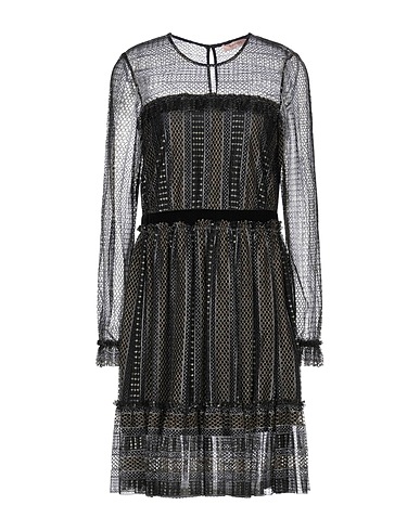 TWINSET Midi dress Black 78% Polyamide, 11% Metal, 7% Viscose, 4% Modal, Mother-of-pearl