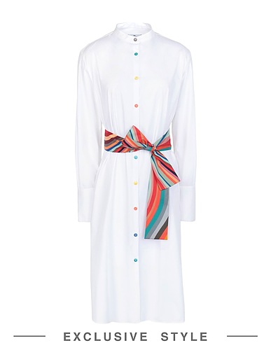 PS PAUL SMITH x YOOX Midi dress WOMENS DRESS YOOX CAPSULE
 White 96% Cotton, 4% Elastane