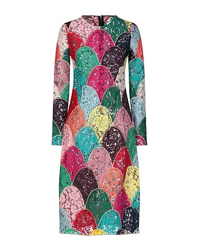 DOLCE&GABBANA Midi-Kleid Fuchsia 30% Polyester, 28% Viskose, 28% Baumwolle, 9% Synthetische Fasern, 5% Metallfaser